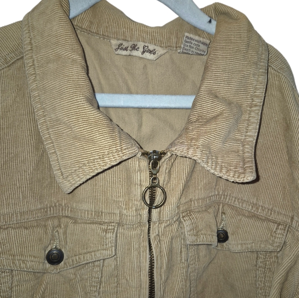 Just Be Girls Tan Corduroy Zip Up Jacket